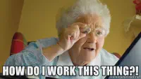 A meme of an elderly woman asking &ldquo;How does it
work?&rdquo;